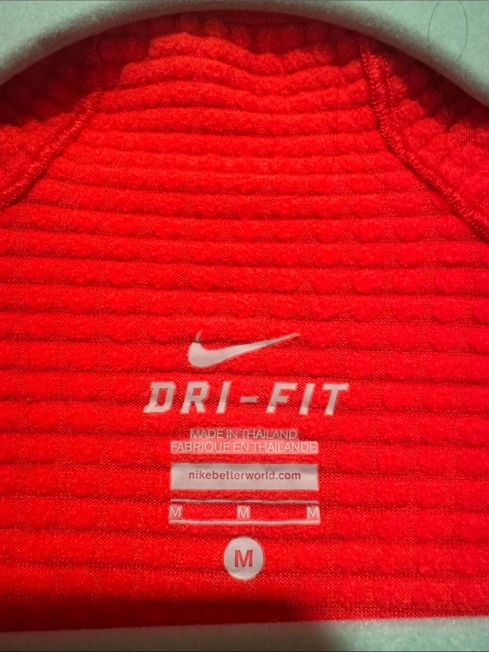 Nike Red Half-Zip Performance Pullover Nike dry fit reflection and thumb/hand